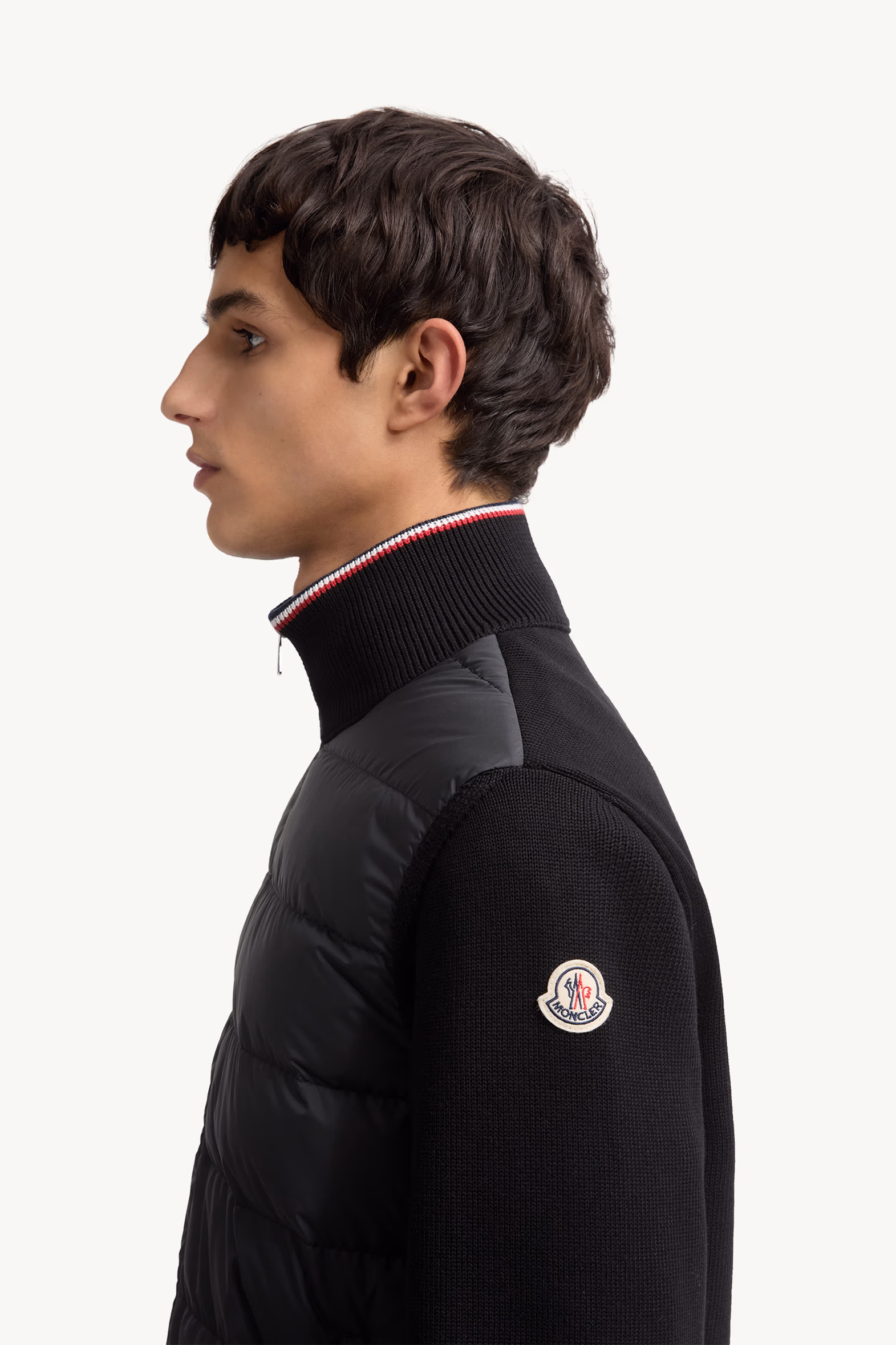 Cardigan zippé en coton matelassé Hommes Noir Moncler 4